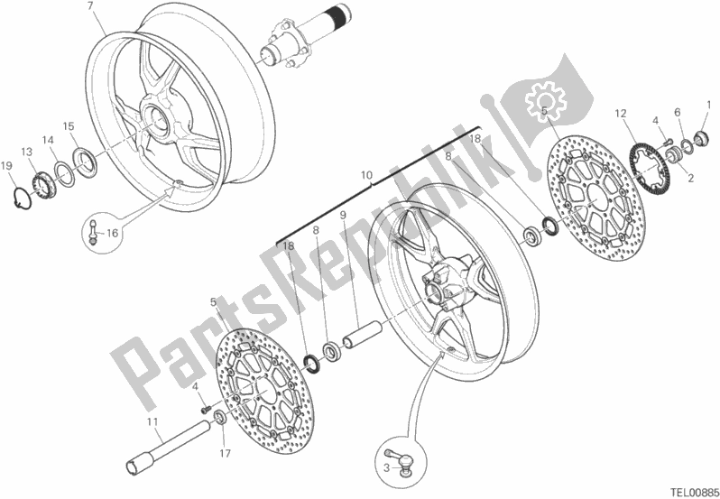 All parts for the Wheels of the Ducati Multistrada 1200 ABS USA 2015
